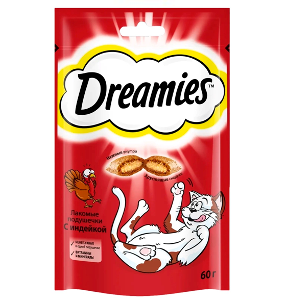 Dreamies Подушечки для кошек с индейкой 60г